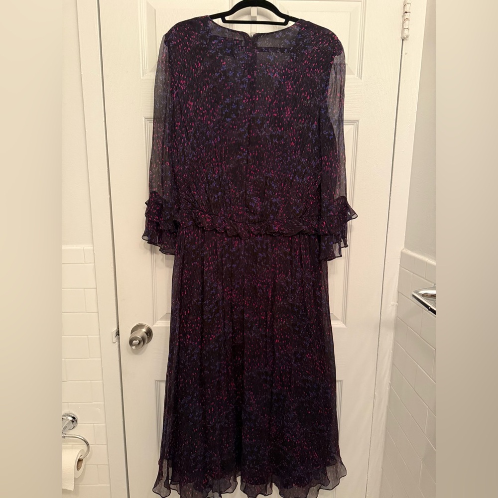 Carolina Herrera Black and Purple Long Sleeve Dress - Picture 5 of 6